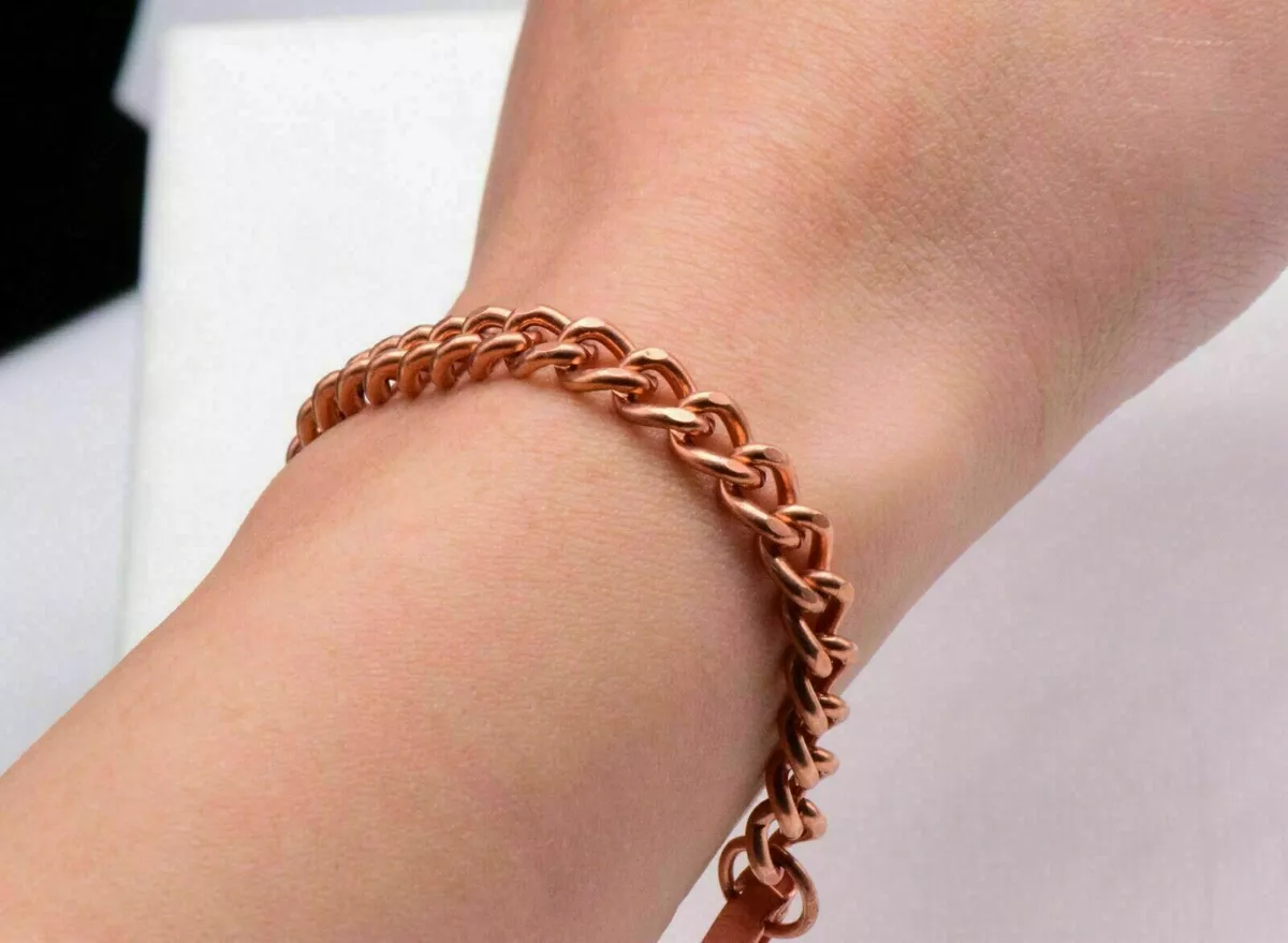 Buy Copper Chain Bracelet,pure Copper Wheat Chain Bracelet,solid Jewelry Copper  Chain, Wheat Chain Hook Link Bracelet Thickness and Width 2x6 Mm Online in  India - Etsy