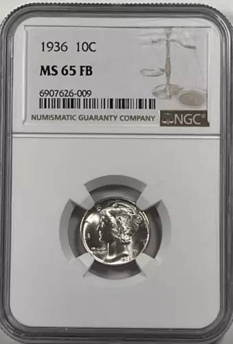 1936 Mercury Dime : NGC MS65FB