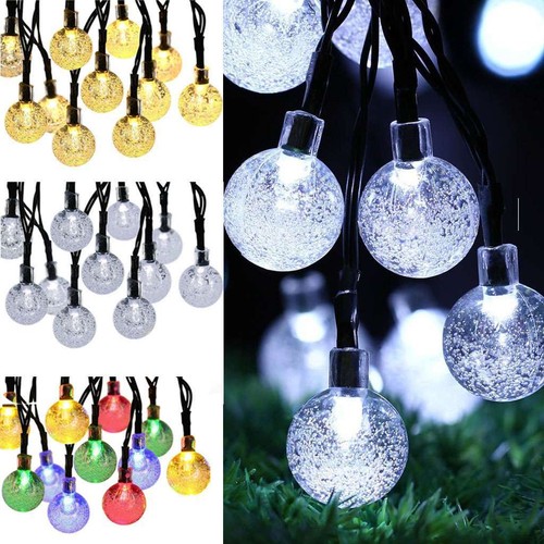 20ft 30 LED Solar String Ball Lights Outdoor Waterproof Warm White Garden Decor - Picture 2 of 20