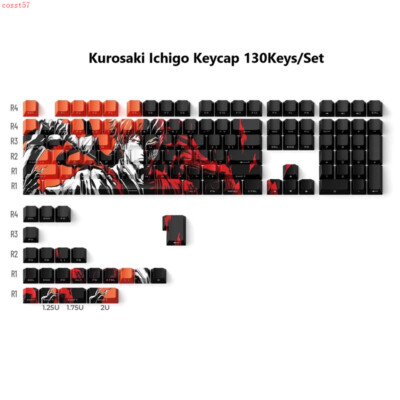 BLEACH Kurosaki Ichigo Keycap 130Key/Set PBT Sublimation For Mechanical Keyboard