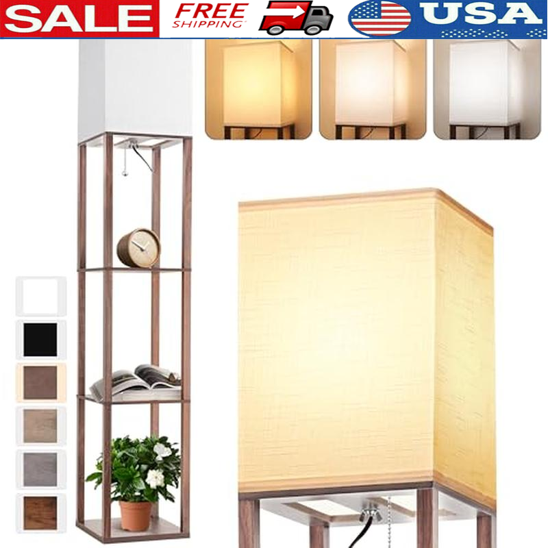 Floor Lamp W/ Shelves 3 Color Temperature LED Bulb Corner Design Organizer New