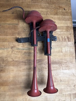 Pair Of Straight Red Autolite Horns Hot Rod Classic Car Horn