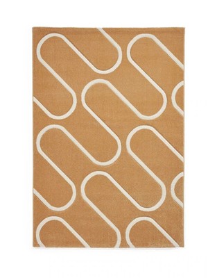 Bauhaus Loop Pattern Handmade Wool Beige Modern Area Rug Living Room Carpet 8x10