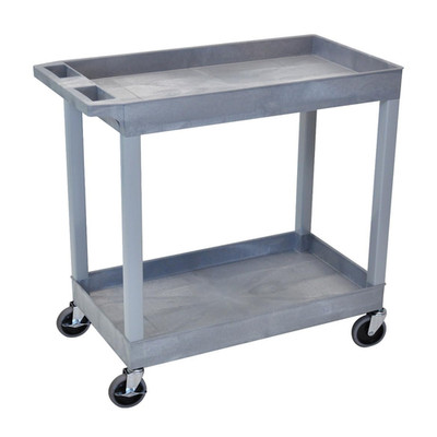 Luxor Ec11-G Tub Storage Cart 2 Shelves - Gray 32 X 18
