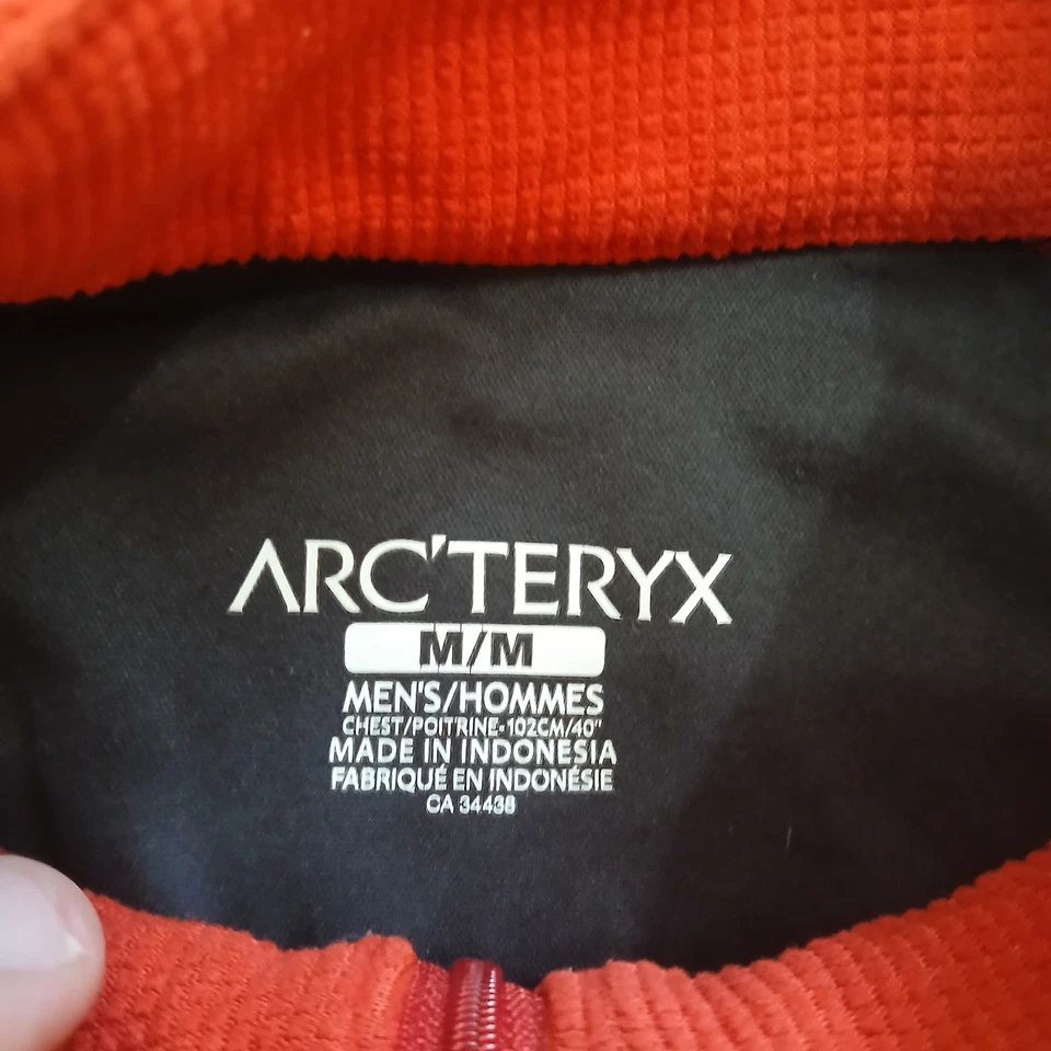 Arcteryx Pullover Mens Medium Orange Delta Waffle Fleece Hiking Outdoors Hike - Image 3 of 4