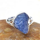 Natural Raw Tanzanite Ring 925 Sterling Silver Birthstone Tanzanite Ring-RR035