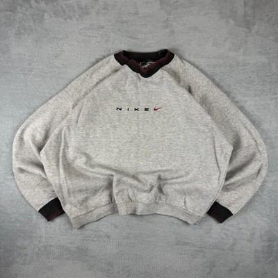 Damen Vintage Nike 1990er grau Spellout Swoosh Größe Large Pullover Sweatshirt
