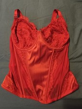 NWT Victoria's Secret Red Lace Satin Corset Bustier Top Underwire Curve M Curvy