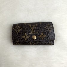   Authentic LOUIS VUITTON Monogram Canvas 4 Key Multicles Holder Case Brown
