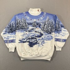 Vintage Art Unlimited Size XL AOP Winter Scene Christmas Sweatshirt Cottagecore