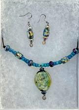 Artisan Necklace & Earrings set Featuring Handmade Lampwork Glass Beads