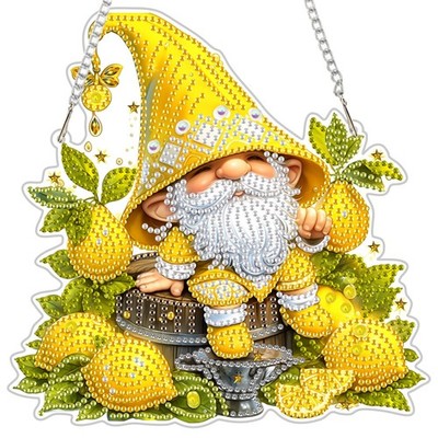 NEWENMO Diamond Art Hanging Kit for Adult, Lemon Gnome, DIY Yellow gnome 
