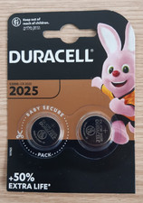 Duracell CR2025 3V Lithium Coin Cell Button Batteries Pack of 2