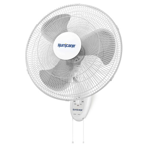 Hurricane Supreme 18" 90 Degree Oscillating 3 Speed Wall Mounted Fan,White(Used)
