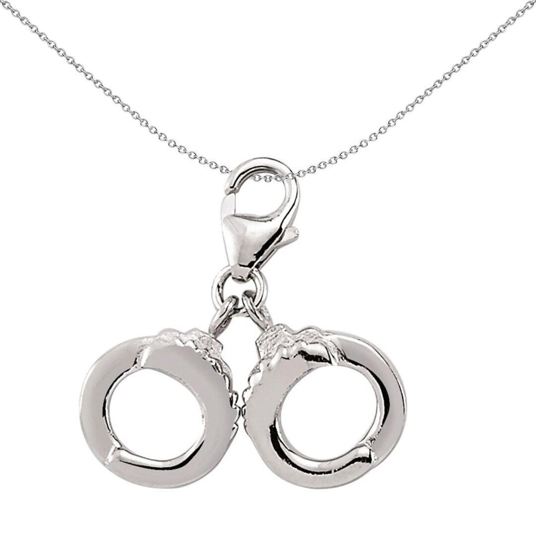 Sterling Silver Jewelco London Naughty Hand Cuffs Link Charm