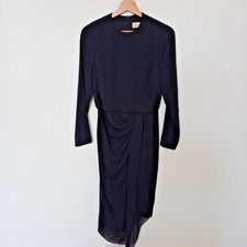 Zimmermann UK 6-8 Size 0 Black Asymmetric Draped Wrap Effect Midi Dress