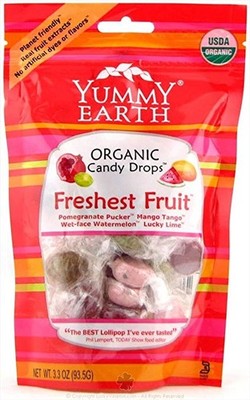 Yummy Earth Organic Candy Drops Freshest Fruit, 3.3 Ounce 