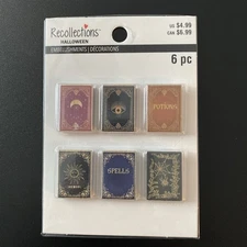 RECOLLECTIONS HALLOWEEN DIMENSIONAL EMBELLISHMENTS 6 PC MINIATURE BOOKS