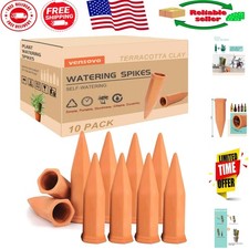 10 Pack Terracotta Plant Watering Spikes - Perfect for Vacation & Busy Schedules