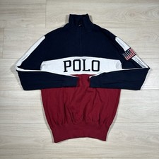 Polo Ralph Lauren Sweater Mens Small Quarter Zip Pullover USA Color Block Preppy