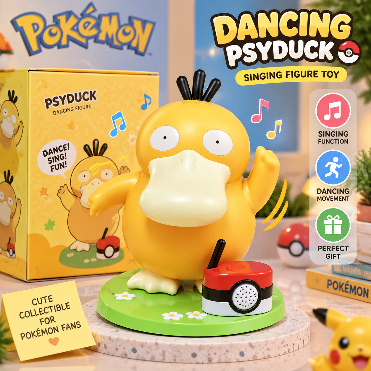 KFC Dancing Psyduck Toy Duck Square Dance Music Box Action Figure Gift