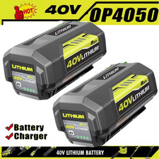 2X Battery / Charger For Ryobi 40V With LED Lithium-Ion 40-Volt OP406VNM OP40602