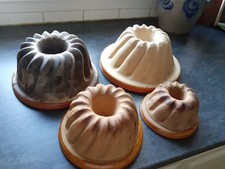 Poterie Terre Cuite Vernissée 4 Très ANCIENS MOULES A KOUGELHOPF -- ALSACE