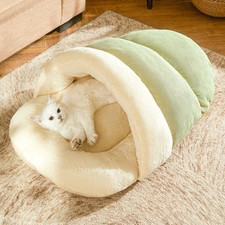 Cat Cave Bed Indoor Cozy Plush House for Cats Small Dogs Washable Green