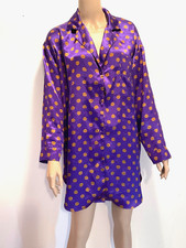 Vintage Victoria's Secret Gold Label 1980s Sleep Shirt Purple Satin Paisley M