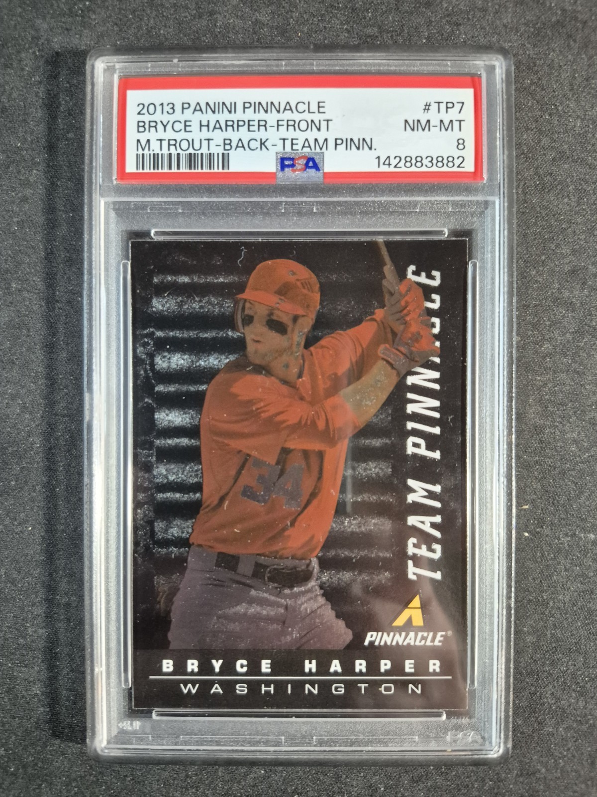 2013 PANINI PINNACLE BRYCE HARPER MIKE TROUT TEAM PINNACLE #TP7 PSA 8