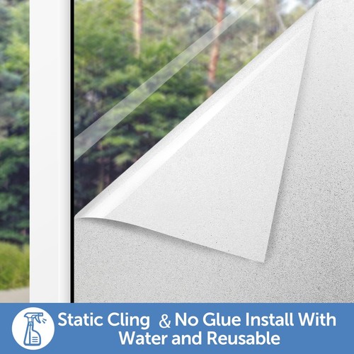 Frosted Window Privacy Film - Non Adhesive Static Cling Glass Stickers Sun UV... - Picture 3 of 7