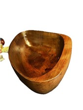 Triangular Fruit Bowl Handcrafted From Walnut Wood 3 1/2  Deep  