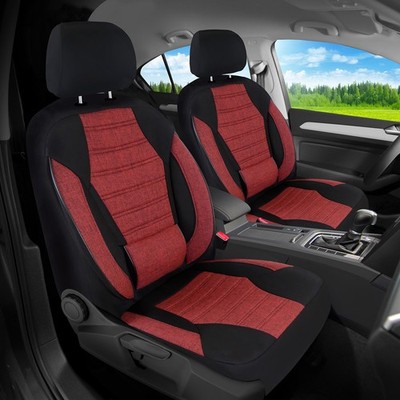 Schonbezüge Sitzbezüge für VW Scirocco 3 Bj 2008-17 in Schwarz/Rot KT102
