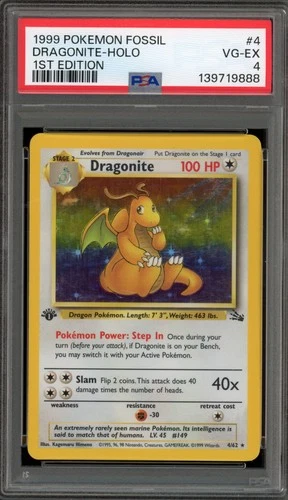 Pokemon Dragonite Fossil 1st Edition Holo Rare #4 PSA 4