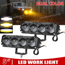 2X 5inch LED Work Light Bar Spot Pods Driving White+Yellow Offroad Fog Lamp SUV