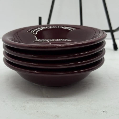 Fiesta Claret Fruit Bowls Set of 4 HLC USA 5” Dessert Salsa Bowls Burgundy