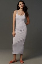 NWT Anthropologie Maxi Dress Sleeveless Pointelle Slip MEDIUM Lavender Back Slit