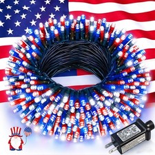 66 Ft 200 LED Red White Blue String Lights Patriotic 4th of July Decor Decor