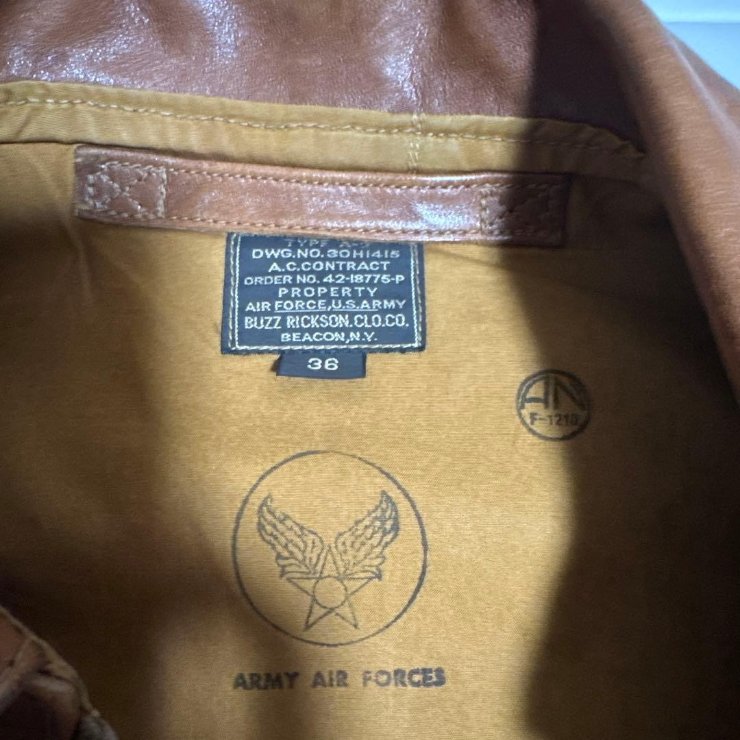 Buzz Rickson's A2 Flight Jacket Horsehide Brown S… - image 7