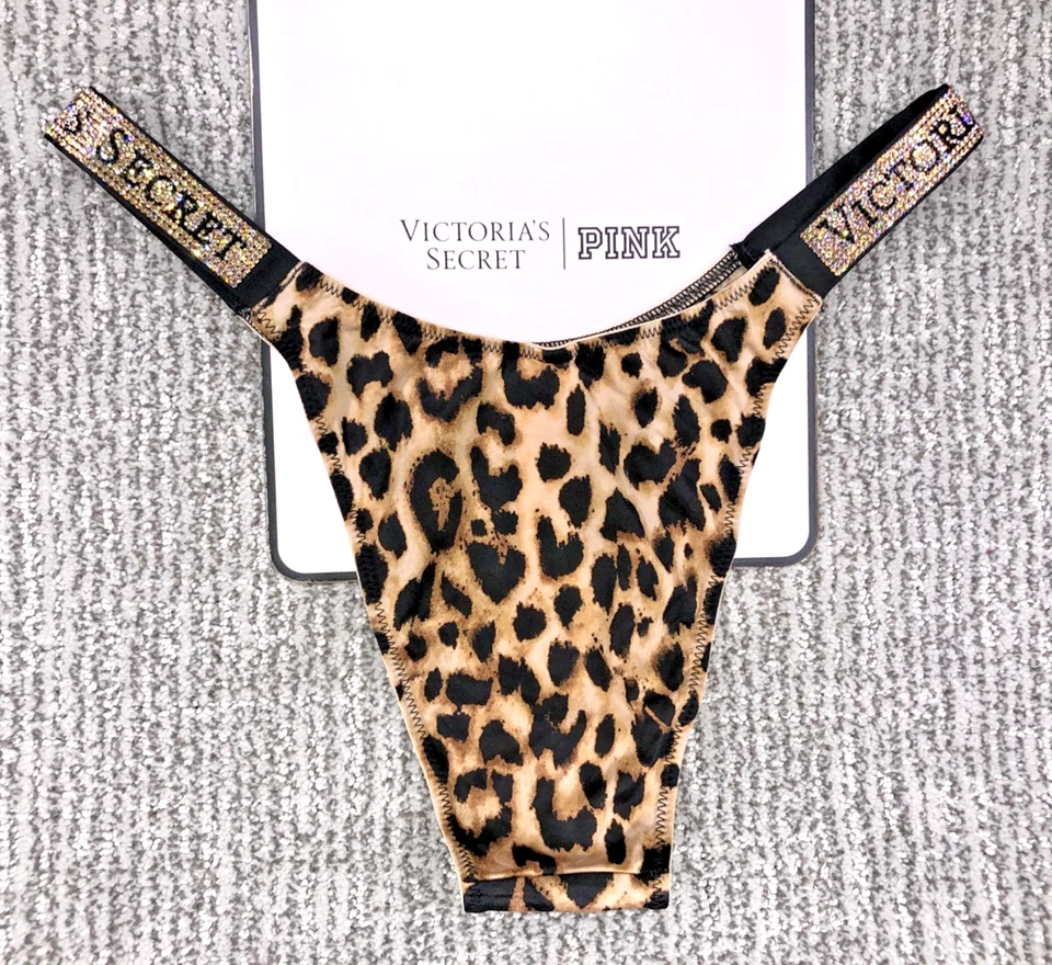 Braguita brasileña Victoria's Secret muy sexy nueva con etiquetas XL estampado de leopardo correa brillante Foto 4 de 4