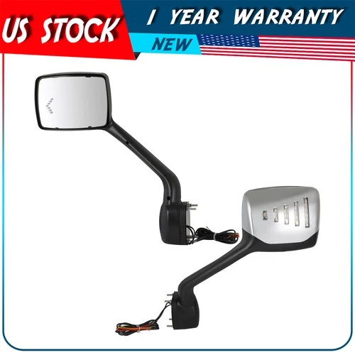 For Kenworth T680/880 Hood Mirror w/LED Turn Light Driver & Passenger Side