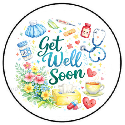 GET WELL SOON ENVELOPE SEALS LABELS STICKERS PARTY FAVORS