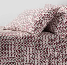 Full Sz 400 Thread Count Holiday Performance Sheet Set Woodblock Leaf Threshold