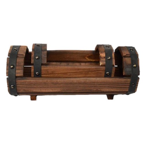 2 PCS/Set Solid Wood Flower Pot Barrel Planters for Outdoor Plants Half Pots - Picture 3 of 12