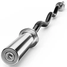 Olympic Barbell Curl Bar EZ Bar Strength Training Bar Threaded Chrome Barbell...