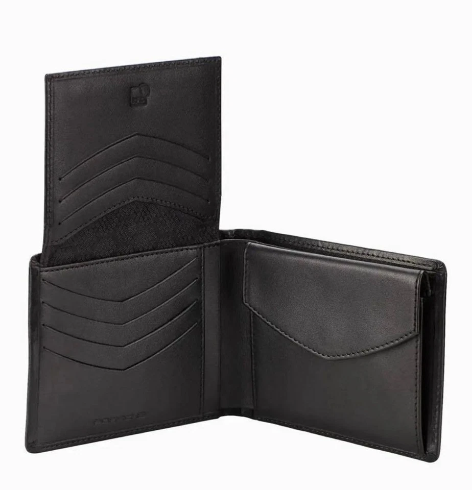 [Sin usar] Cartera plegable de cuero Porsche negra con caja Foto 4 de 4