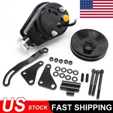 For Sbc Chevy Polished Power Steering Pump Aluminum Bracket 2 Groove Pulley For Sbc Chevy Polished Power Steering Pump Aluminum Bracket 2 Groove Pulley