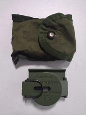 Cammenga Model 27 Phosphorescent Lensatic Military Compass with pouch, 1977 date