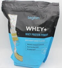 Legion Whey+ Isolate Protein Powder, Birthday Cake, 22g Protein/Serving, 30 Serv