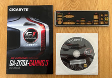 I/O SHIELD BACKPLATE FOR GIGABYTE GA-Z170X-GAMING 3 MOTHERBOARD & MANUAL & DISC